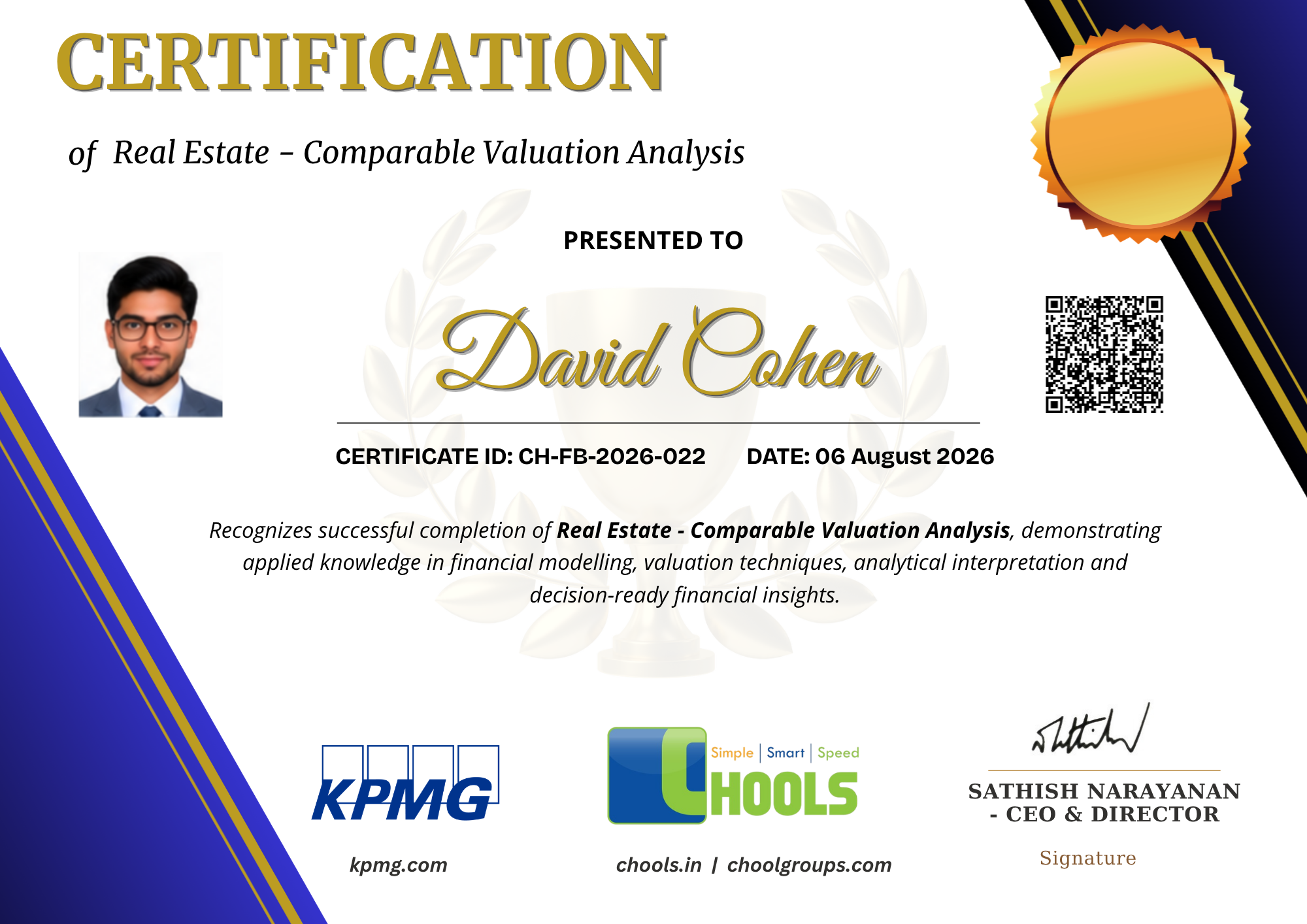 Real Estate - Comparable Valuation Analysis Certificate